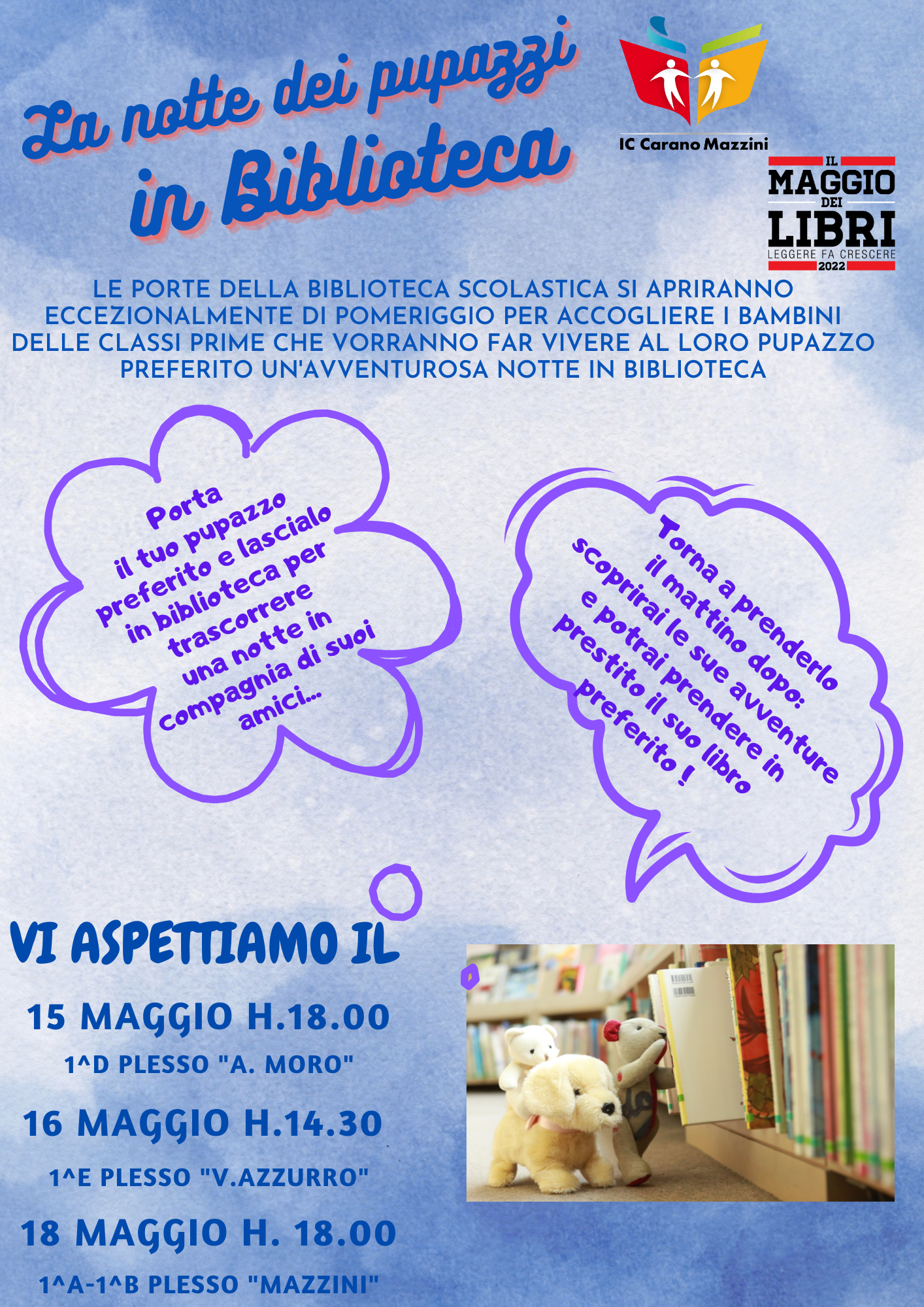 Locandina Notte Pupazzi in Biblioteca